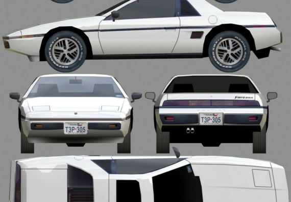 Pontiac Fiero (1984) (Pontiac Fiyero (1984)) - drawings of the car